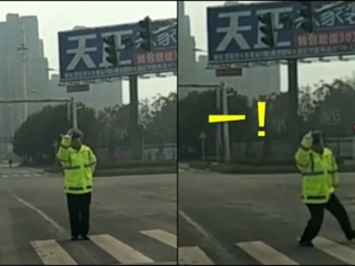 又萌又可愛!交通燈沒有讀秒功能,貼心警用巧用招