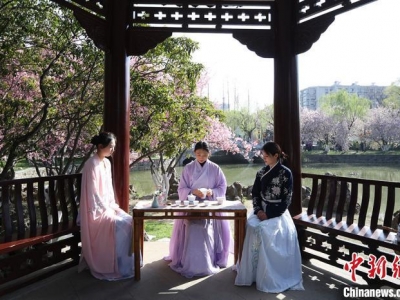 南京古裝美女會享莫愁湖海棠花會享